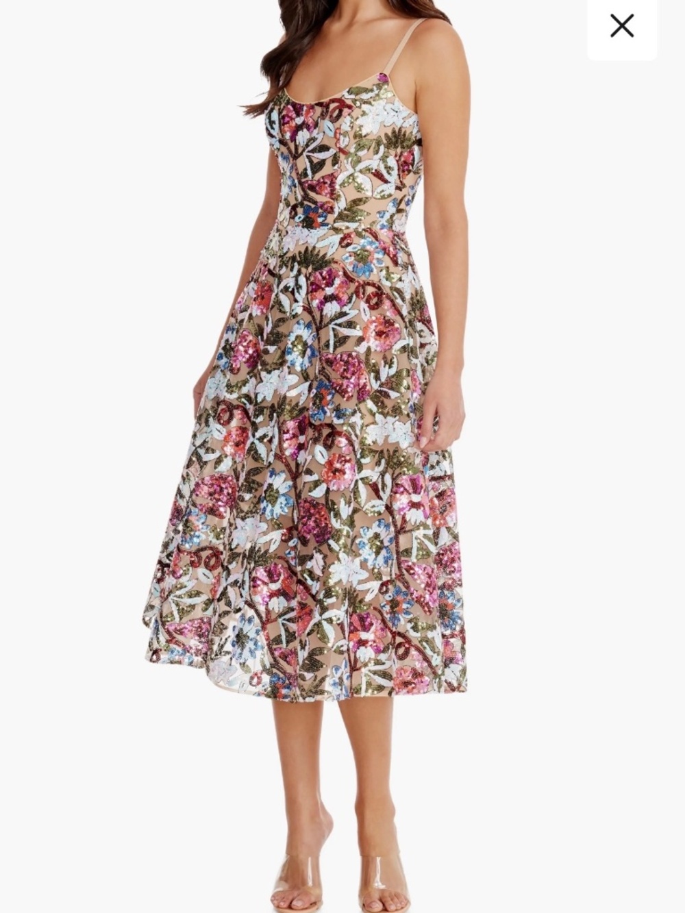 Uma Sequin Floral Cocktail Dress
